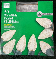 50 String Lights LED Warm White C9 Faceted Super Bright Weddings Holiday