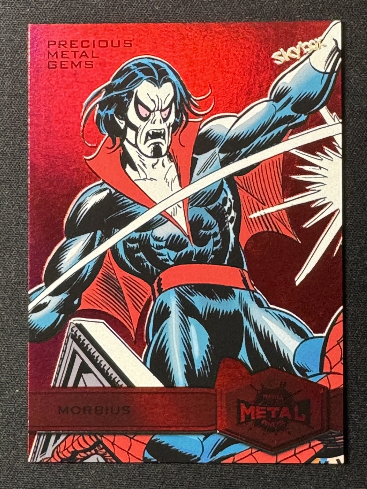 2021 Marvel Metal Universe Spider-man Red PMG Morbius /100 Precious Gem Rare 156