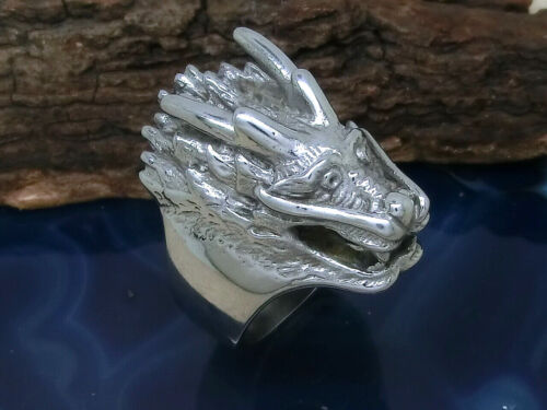 Drache Drachenkopf 3D Edelstahl Ring massiv Fantasy Drachen - Bild 1 von 5