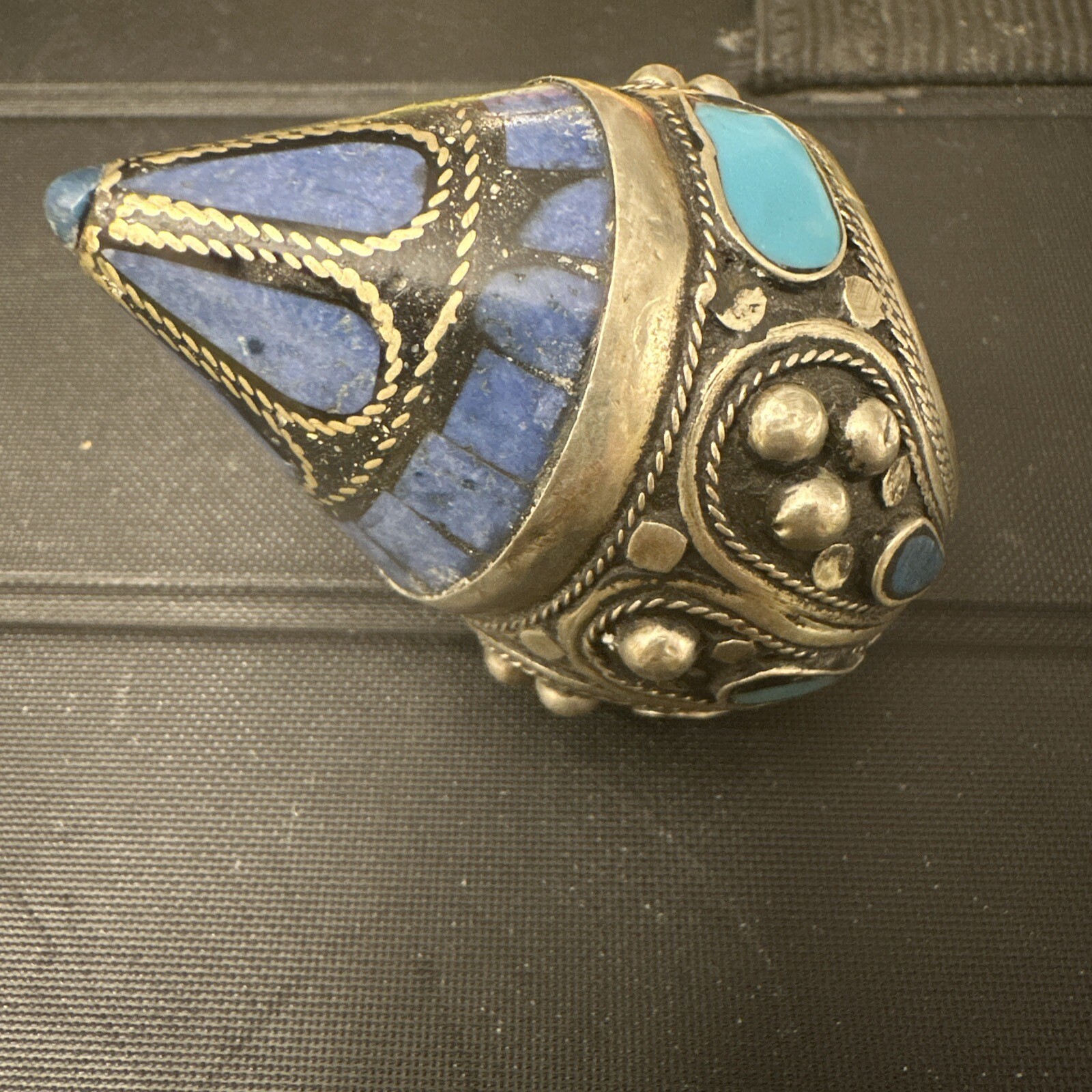 Beautiful Silver Plated Unique Ring With Turquois… - image 3