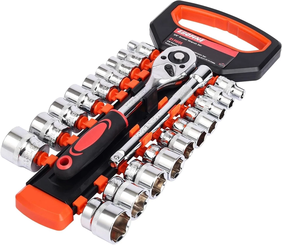 Complete 21-Pc Ratchet Socket Tool Set with Quick-Release Handle & Extension Bar - Image 3 of 4
