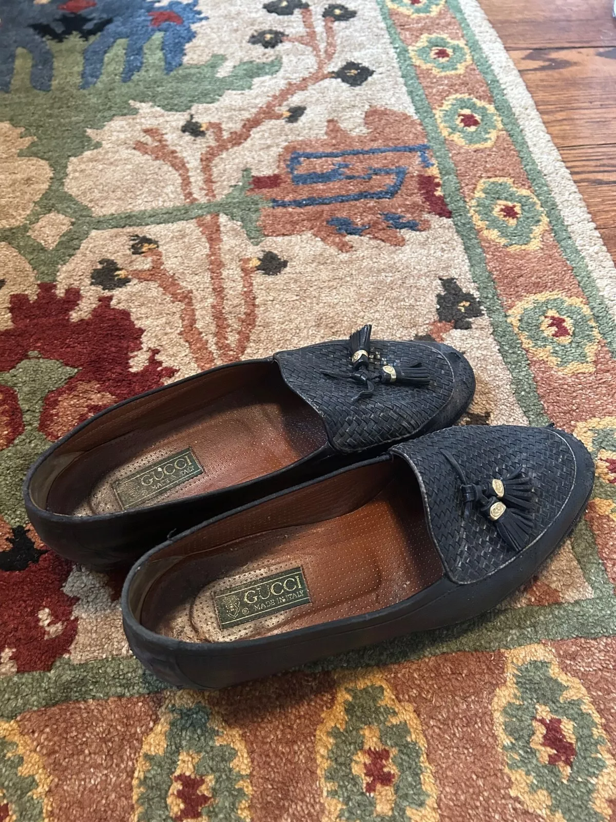 Mocassins homme Gucci vintage à pompons taille 44 (10 US) bien aimés 