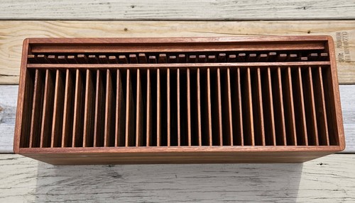 Vintage EUC Kalmar Designs MCM Teak Wood 30 Slot CD Storage Holder Cabinet RARE - Picture 4 of 9