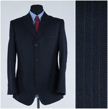 Mens Striped Sport Coat 40R US Size UNDERBLUE Dark Blue Blazer Jacket