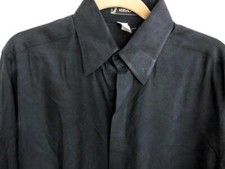 VERSACE AUTH BLACK FRENCH CUFF HIDDEN BUTTON DOWN DRESS SHIRT SZ M/48 ITALY EUC