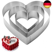 Qeeyon Herzbackform, 3-Teiliges Set Herz-Tortenring Kuchenform Edelstahl