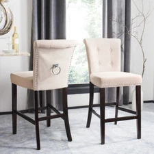 SAFAVIEH Taylor Bar Stool Set of 2 | Beige / Espresso |