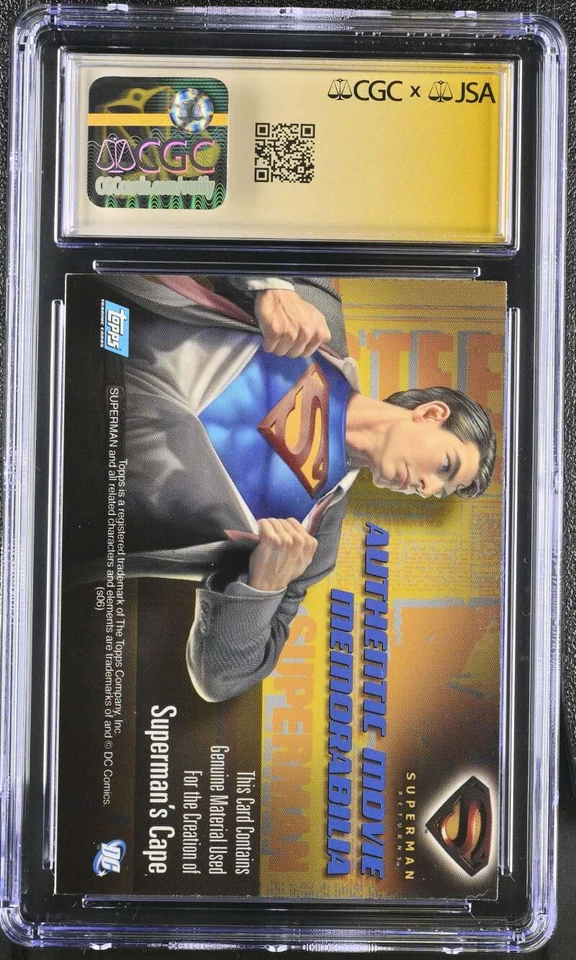 Superman Returns Memorabilia Card Cape SS CGC 6 Auto Routh Costume - Image 2 of 2