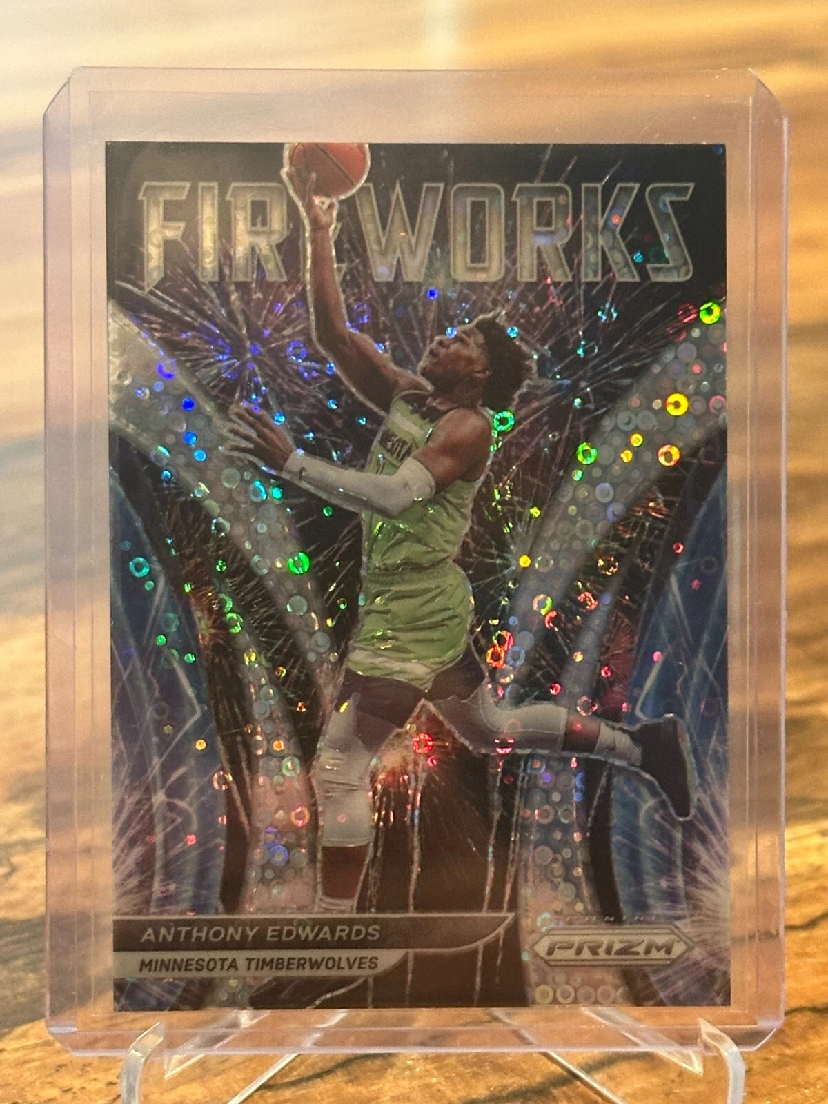 2021-22 Panini Prizm Fireworks Anthony Edwards Fast Break Prizm #23