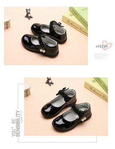 Children Girls Patent Leather Flats Baby Princess Mary Jane Party Wedding Shoes - Picture 8 of 12