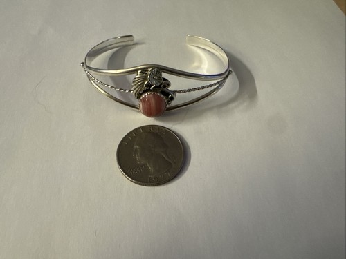 Vintage Navajo Rhodochrosit verstellbares Armreif Armband 925 Sterling Silber - Bild 7 von 8