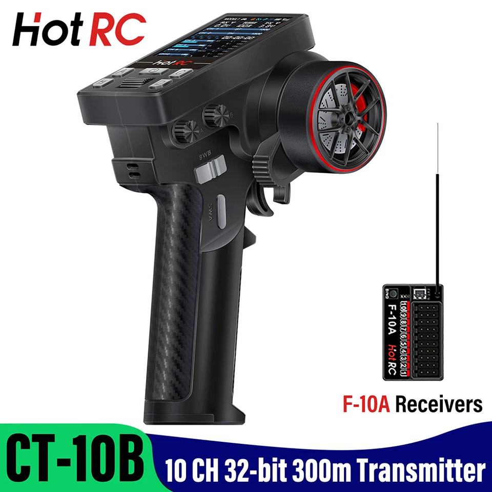 HotRC CT-10B RC Funksender 10CH 2.4G Fernsteuerung und F-10A PWM GFSK Empfänger - Bild 2 von 4