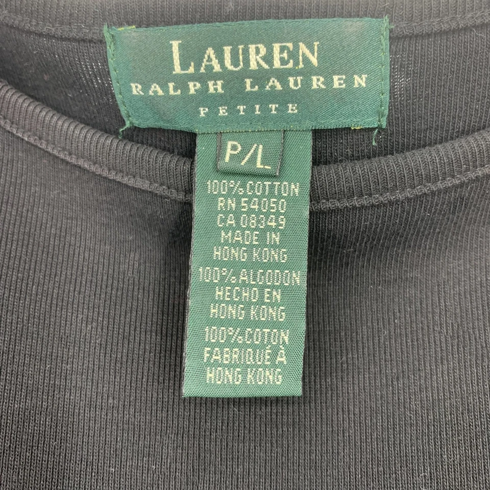 Vintage 1990's Lauren Ralph Lauren Sz PL Black Ribbed Knit Maxi Dress Hong Kong - Image 3 of 4