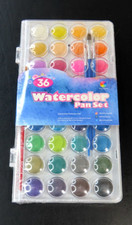 Smart Color Art 36 Color Watercolor Pan Set w/4 Brushes New