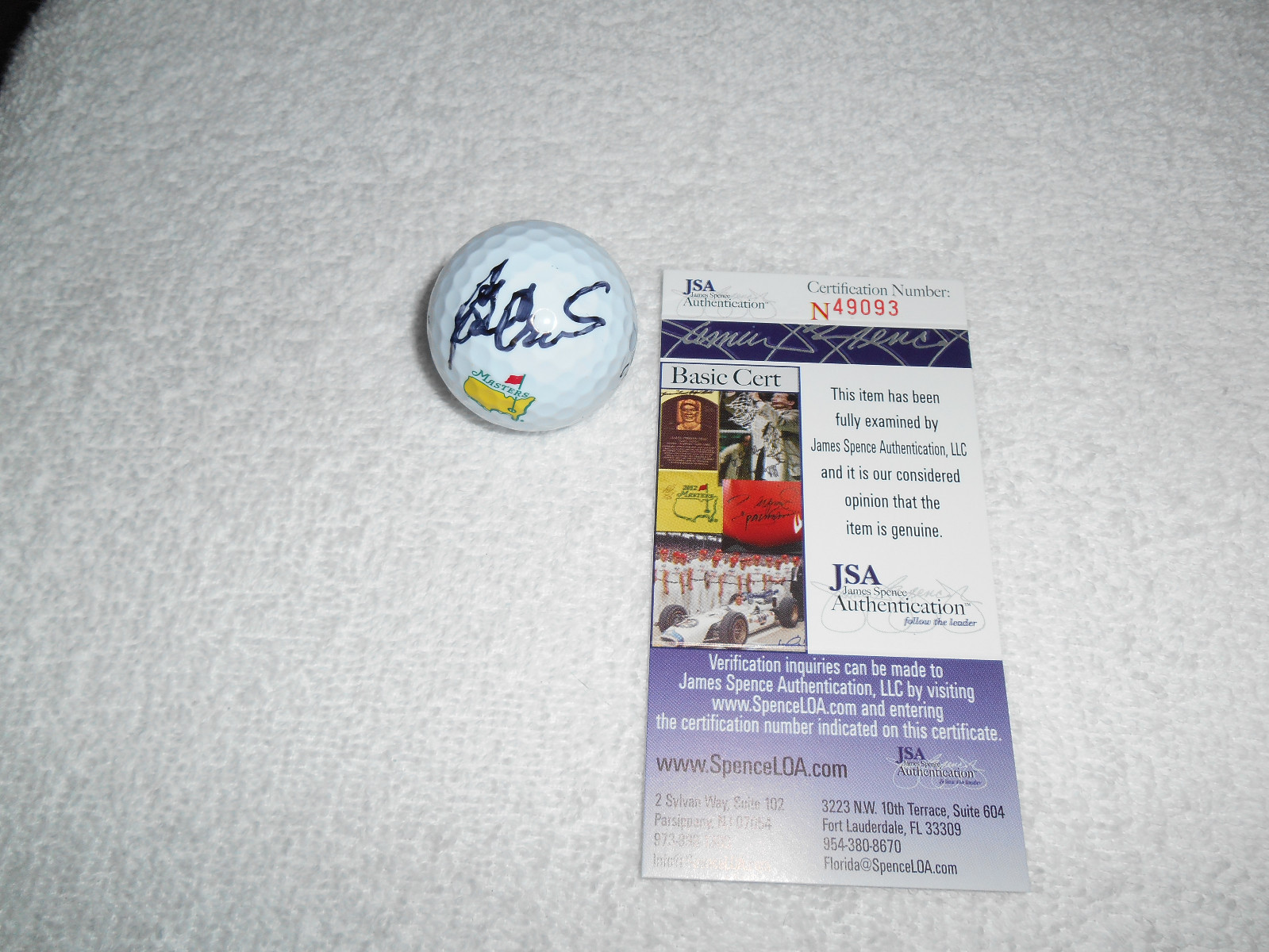 Ben Crenshaw Hand Autographed Signed Masters Titleist Golf Ball JSA #N49093 Autograph PGA 