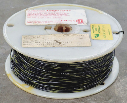 22-AWG BLACK/YELLOW STRIPED HOOK-UP WIRE 775FT TINNED COPPER (7X30)