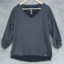 Andrew Marc NY Performance Tunic Scrunched 3/4 Sleeve Fleece Womens M Gray Black