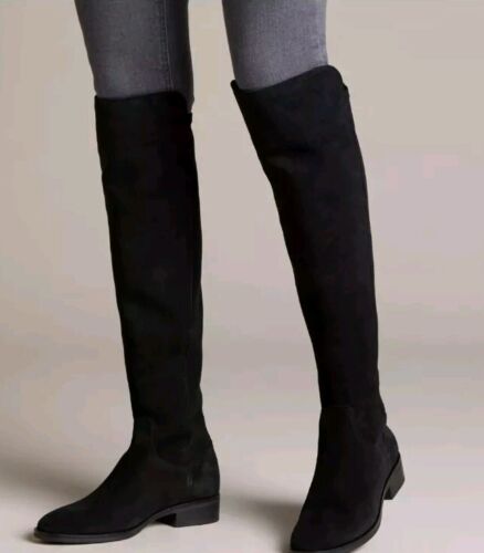 Clarks Caddy Belle Black Suede Damen Overkneestiefel Uk 3,5 D EU 36. UVP 130€