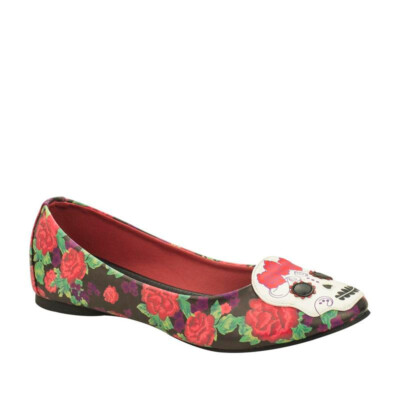 T.U.K. A8858L TUK Ballerina Day Of The Dead Multicolor Floral Print Skull