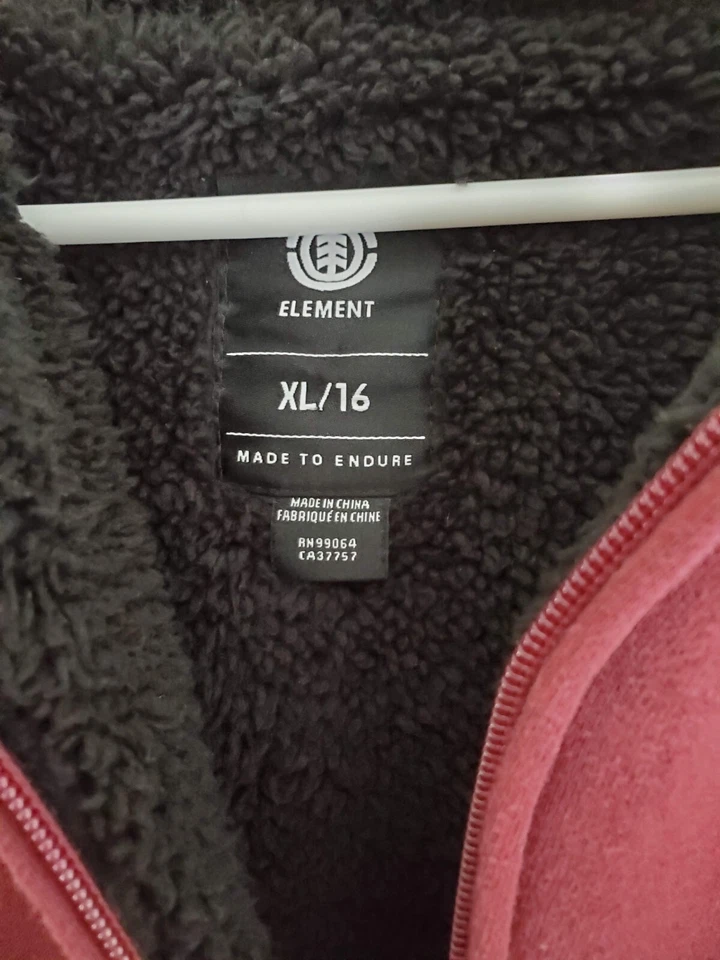 Element Big Kids Sudadera con Capucha Cremallera Completa Talla XL Suéter Granate con Mangas Negras Foto 4 de 4