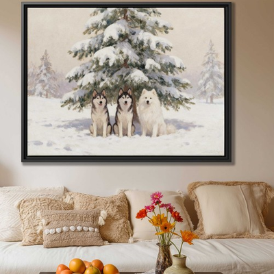 #ad Siberian Husky Oil Painting Canvas Print Dog Art Rustic Winter Decor Wall Art $148.34