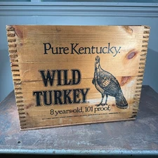 Vtg WILD TURKEY Kentucky Straight Bourbon Whiskey Wood Crate - Advertising