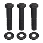 Three black Blade bolts 109-9220 with matching nuts, washers, and spacers for Exmark Lazer Z turf tracer.