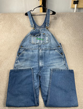 Vintage 90s Key Imperial Bib Overalls Men 42x29 Distressed Cotton Denim Workwear