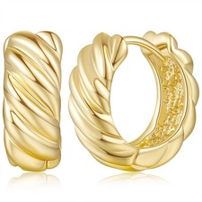 14K Gold Hoops Earrings 14 Karat Gold Hoop Earrings Twisted Thick Small Hoop Ear