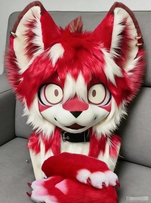 Fursuit Long haired Dog Fox Mascot Party Halloween Fur Cosplay(head+claws)
