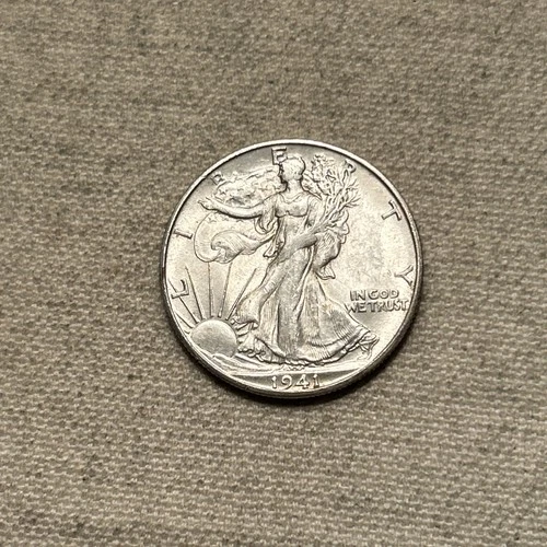 1941-S Walking Liberty Half Dollar AU/BU White Frosty Luster SC