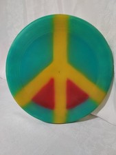 Rare Vtg Peace Sign Lucky Hound Frisbee 9.5" - Eye Catching  Vibrant