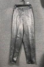 VTG Lord  Taylor Genuine Leather Pants Womens 6 Black Tapered Korea Made 90s