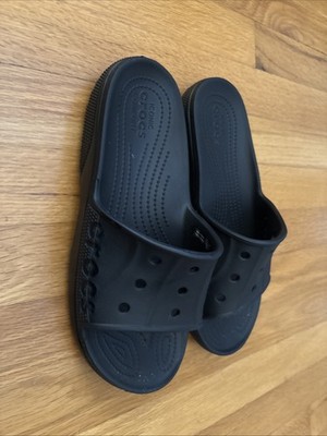 Men's  CROCS Slides Sandals Size 9 BAYA Black Sandals Slip On Shoes Waterproof