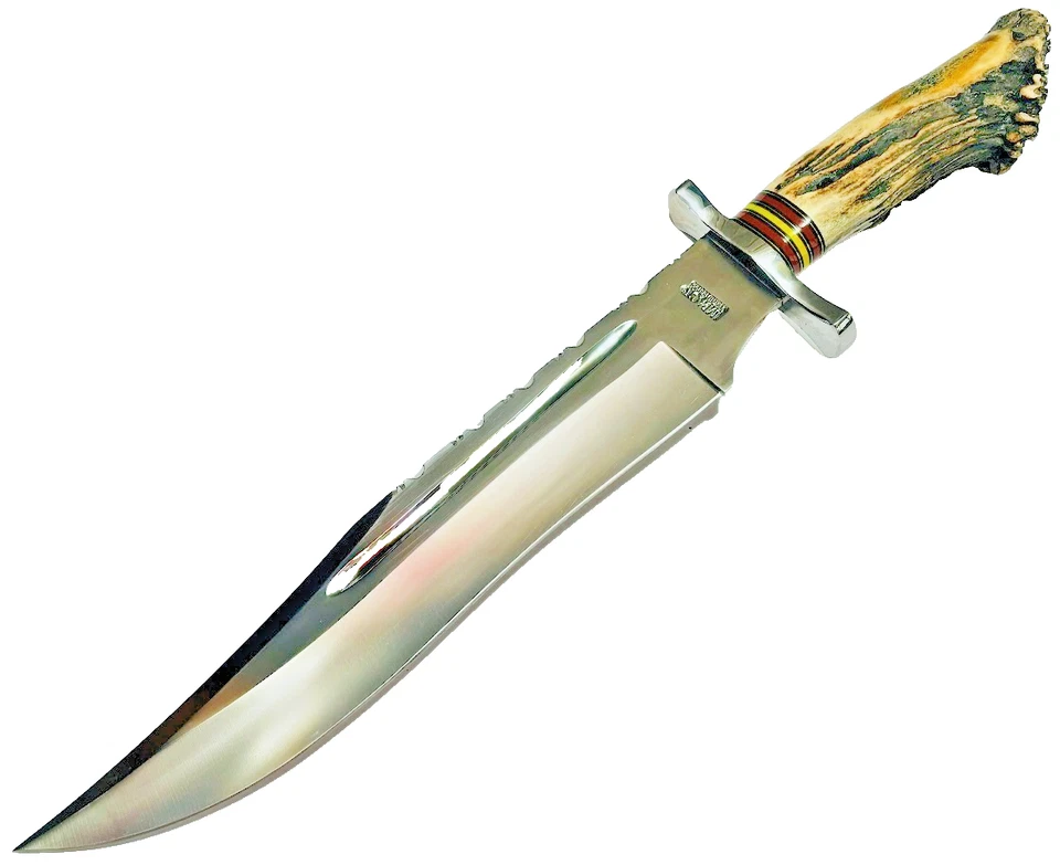 Impact Cutlery Custom Made Huge Bowie Knife 20" Bone Stag Handle Handmade Knives - Image 3 of 4