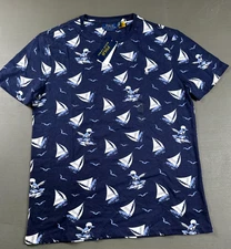 Polo Ralph Lauren Men’s Sailboat Tee Navy Multi Slim Fit Graphic Shirt Size L