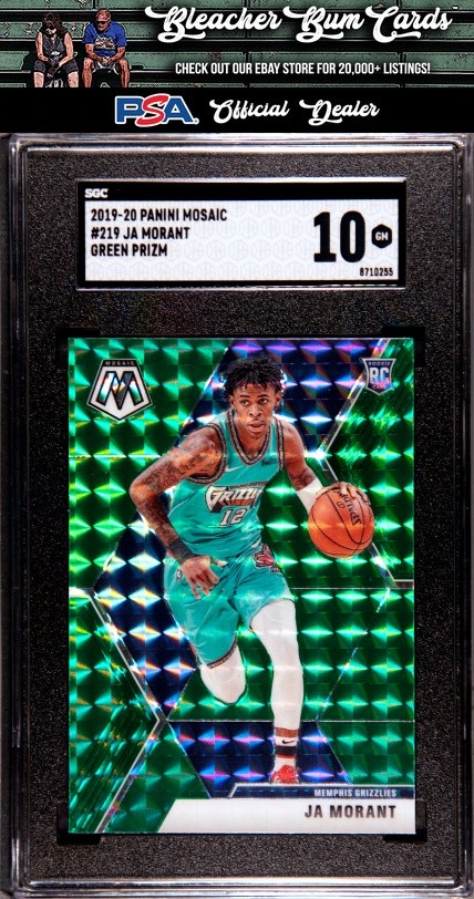 2019-20 Panini Mosaic 219 Ja Morant Green Prizm SGC 10