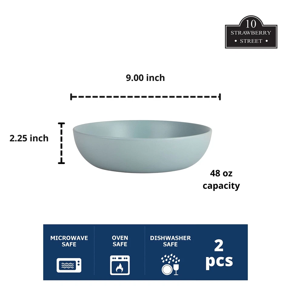Wazee Matte 9"/48oz Serving Bowl, Set of 2, Mineral Blue - Image 2 of 4