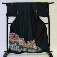 Japanese Kimono polyester wedding kimono Black tomesode "kurotomesode" 5001