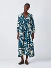 John Lewis Beach Maxi Dress Kaftan Blue Maldives Palm Print LARGE - BNWT £49