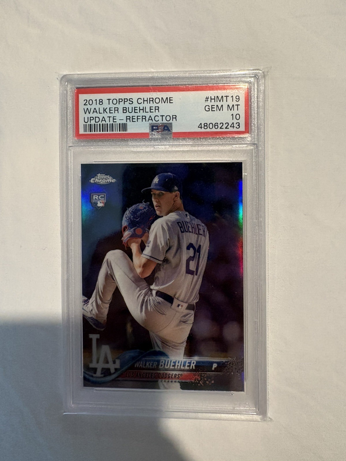 2018 Topps Chrome Update Series Refractor / 250 #HMT19 Walker Buehler RC PSA 10