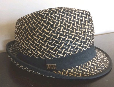 Calvin Klein Fedora Straw Hat In Weaved Black & Beige Worn 1-2 Times