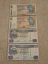 Hong Kong 20 Twenty Dollars 1995 2002 HSBC Bank Notes 80 HKD Chartered Bank