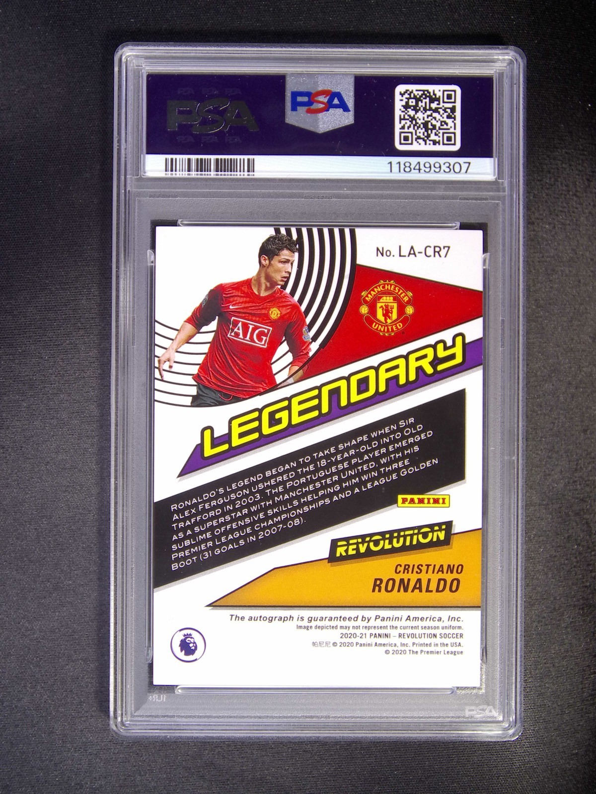 2020-21 Panini Revolution Cristiano Ronaldo CR7 Legendary Auto PSA 10/10 view 2