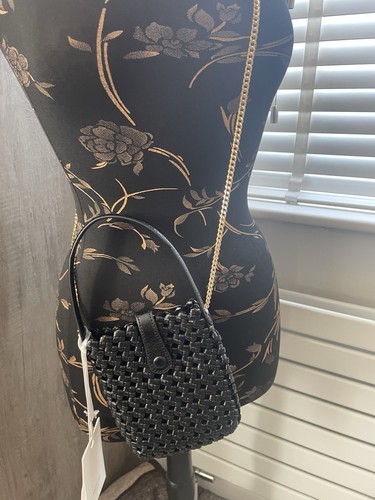 Kettenriemen Crossbody Grab klein schwarz Tasche herausnehmbares Futter - Bild 10 von 10