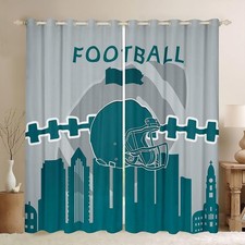 Football Themed Window Curtains 42x63 inch,Football Fans Curtains for Boys,Sp...