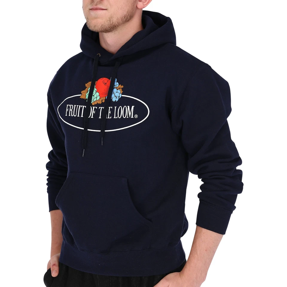 Fruit of the Loom Classic Hooded Sweat con gran logotipo vintage en el pecho NUEVO - Imagen 1 de 1