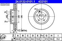 2X Bremsscheibe ATE 24.0132-0101.1 FüR Klasse Mercedes S212 W212 SLK SLC A207