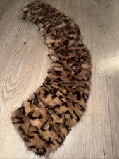 Vintage genuine Real fur scarf wrap neck warmer Neck Collar Leopard Print
