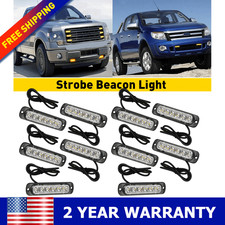 10x Amber 6LED Side Truck Beacon Warn Hazard Flash Strobe Light Super Bright New